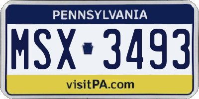 PA license plate MSX3493