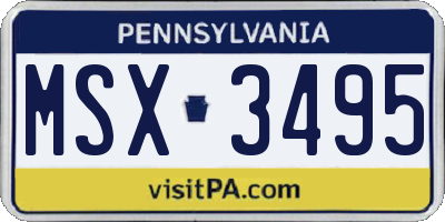 PA license plate MSX3495