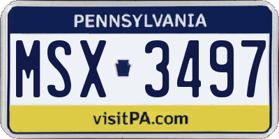 PA license plate MSX3497