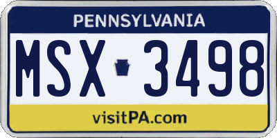 PA license plate MSX3498