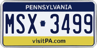 PA license plate MSX3499