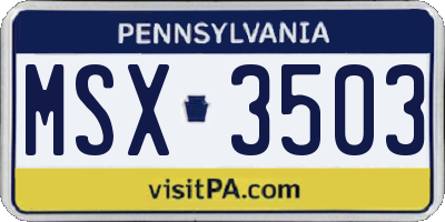 PA license plate MSX3503