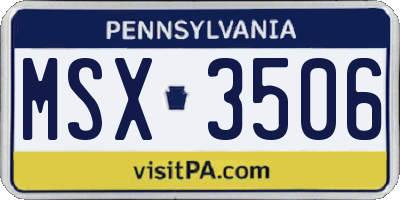 PA license plate MSX3506