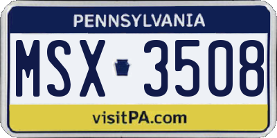 PA license plate MSX3508
