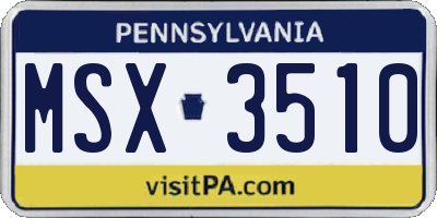 PA license plate MSX3510