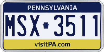 PA license plate MSX3511