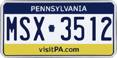 PA license plate MSX3512