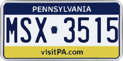 PA license plate MSX3515
