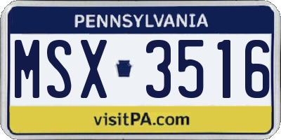 PA license plate MSX3516