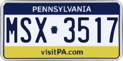 PA license plate MSX3517