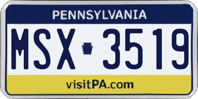 PA license plate MSX3519