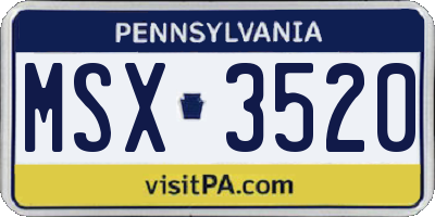 PA license plate MSX3520