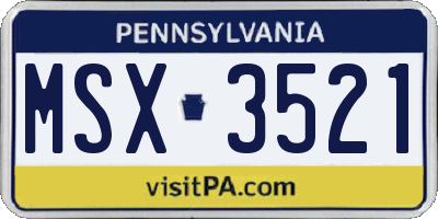 PA license plate MSX3521
