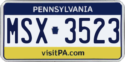 PA license plate MSX3523