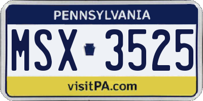 PA license plate MSX3525