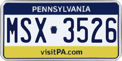 PA license plate MSX3526
