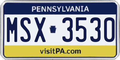 PA license plate MSX3530
