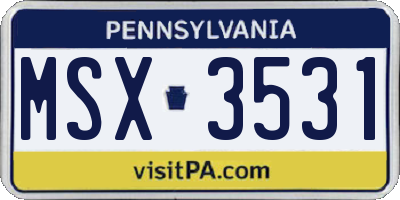 PA license plate MSX3531