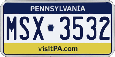 PA license plate MSX3532
