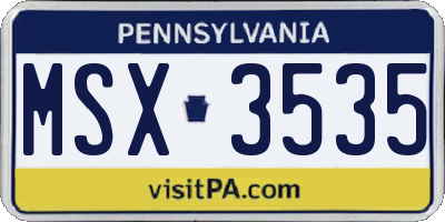 PA license plate MSX3535