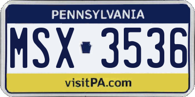 PA license plate MSX3536