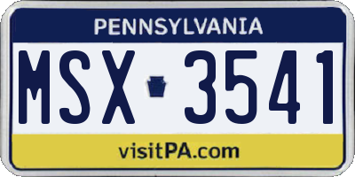 PA license plate MSX3541