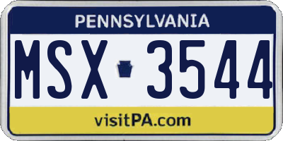 PA license plate MSX3544