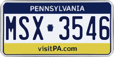 PA license plate MSX3546