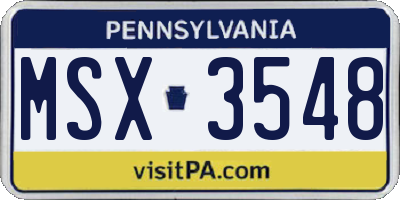 PA license plate MSX3548