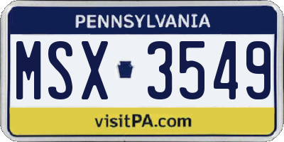 PA license plate MSX3549