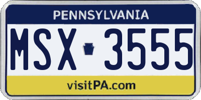 PA license plate MSX3555