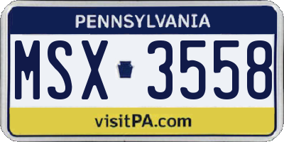 PA license plate MSX3558