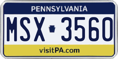 PA license plate MSX3560