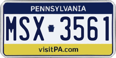PA license plate MSX3561