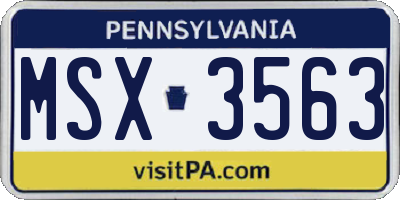 PA license plate MSX3563