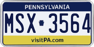 PA license plate MSX3564