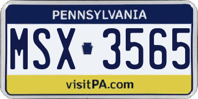 PA license plate MSX3565