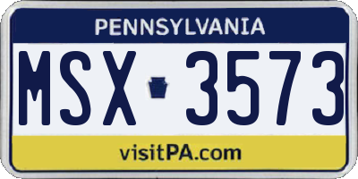 PA license plate MSX3573