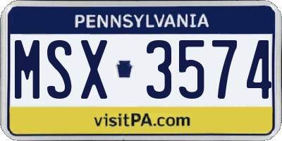 PA license plate MSX3574