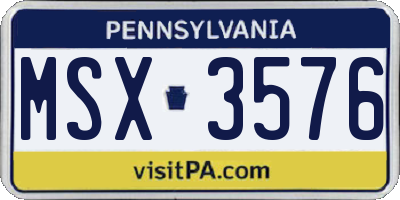 PA license plate MSX3576