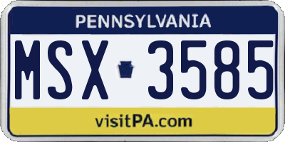 PA license plate MSX3585