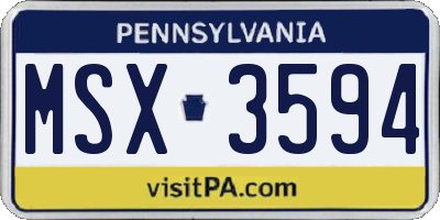 PA license plate MSX3594