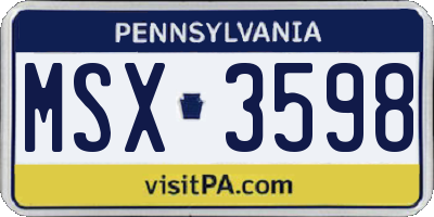 PA license plate MSX3598