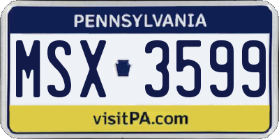PA license plate MSX3599