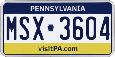PA license plate MSX3604