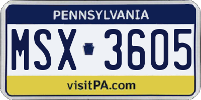 PA license plate MSX3605