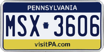 PA license plate MSX3606