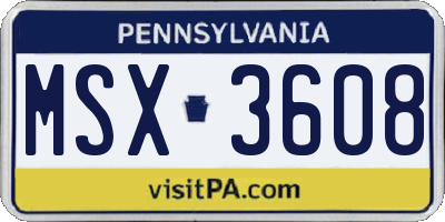 PA license plate MSX3608