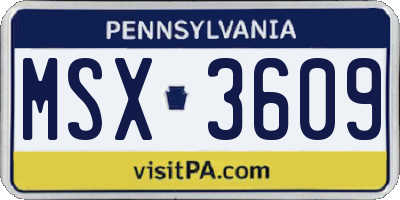 PA license plate MSX3609