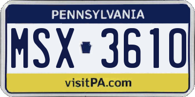 PA license plate MSX3610
